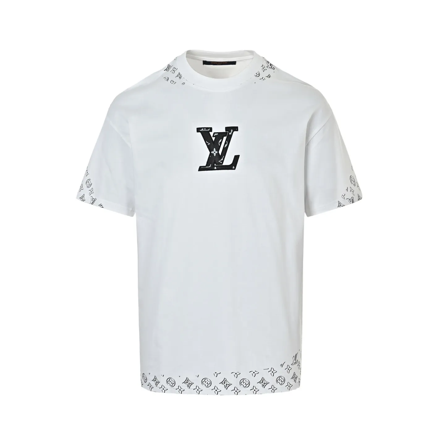 Louis Vuitton/Louis Vuitton leather logo embroidered short sleeves